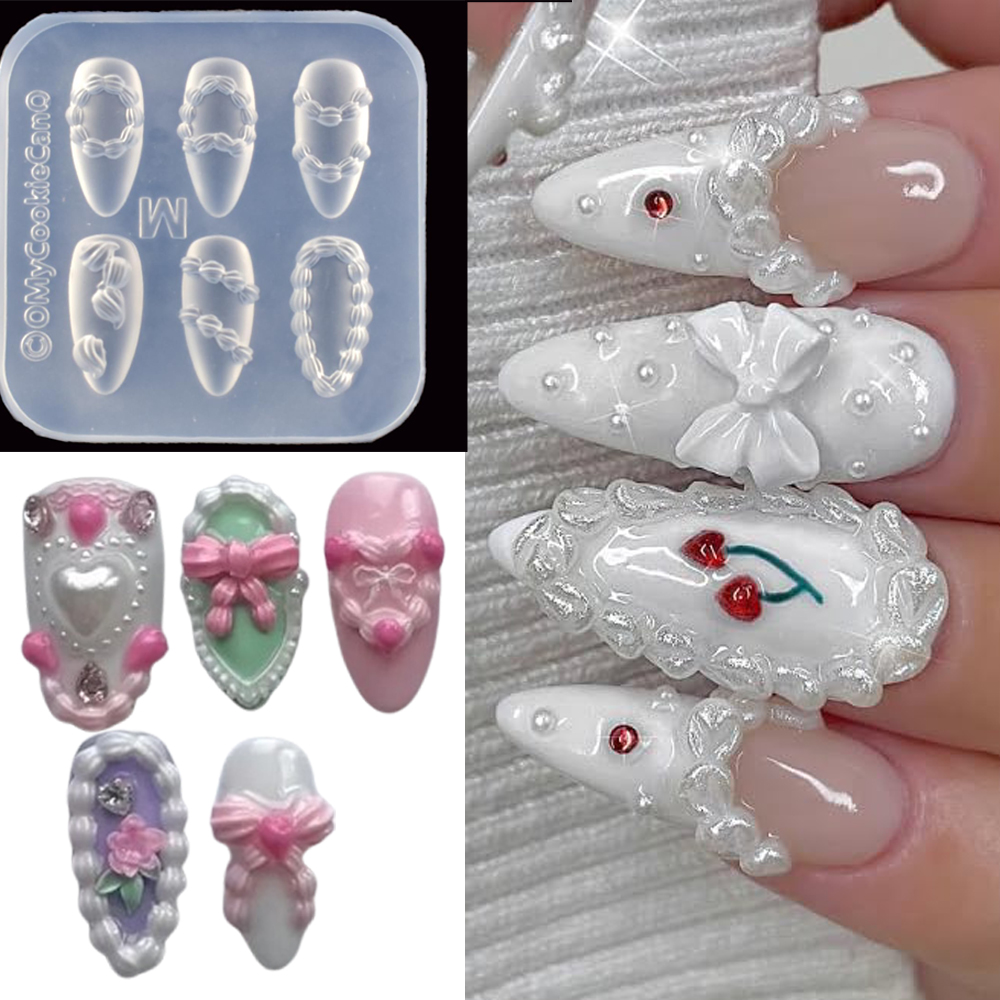 Resin Art Templates Free - 1 adet 3D Fransız Kreması Tırnak