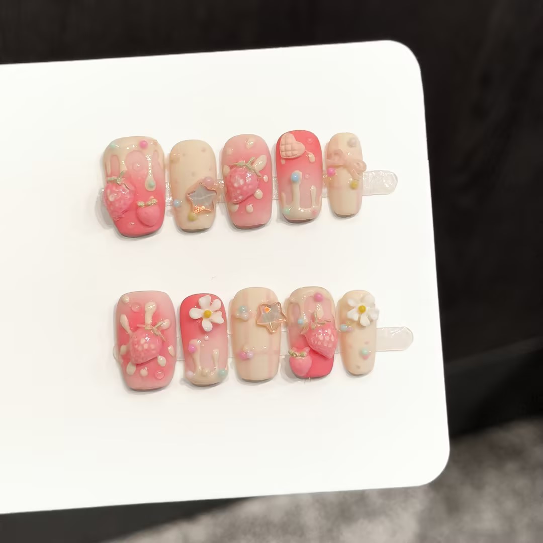 Resin Art Flowers - 10 adet kare el yapımı takma