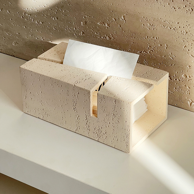 Resin Art Aesthetic - Lüks Geometrik Taş Mendil Kutusu Zen