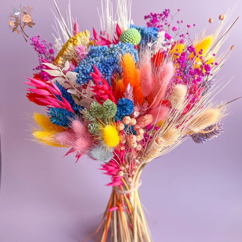 Dried Flower Pressed - Renkli Kurutulmuş Çiçekler Gelin Buketi Korunmuş