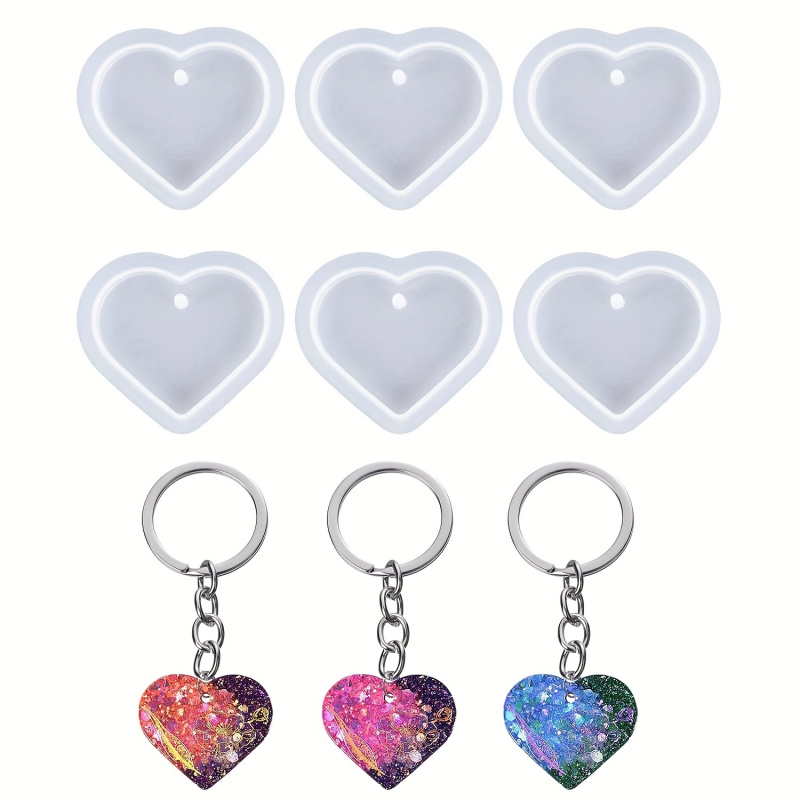 Resin Art Heart - 6'lı kalp şeklinde reçine kalıp seti,