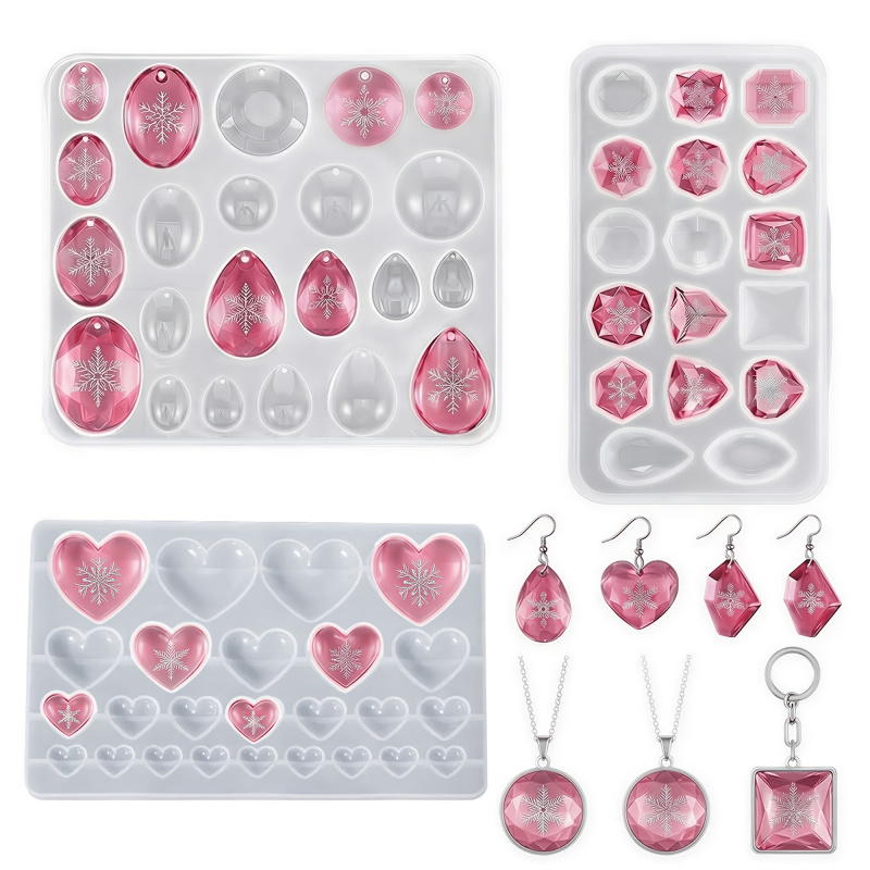 Resin Art Heart - 3'lü Paketli Değerli Taş Silikon Kalıp